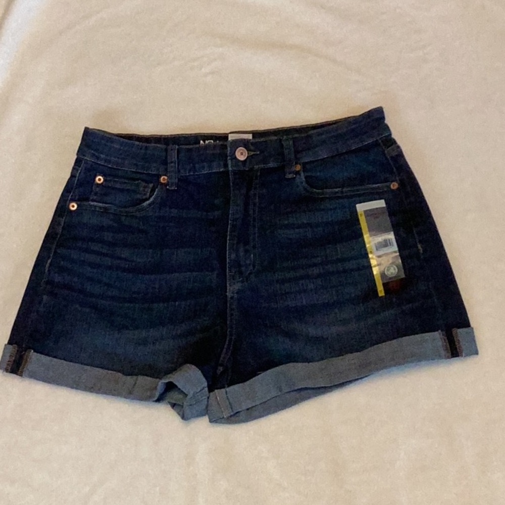 Cuffed Super High Rise Denim Shorts ~Size 13 NWT ~ NoBo Curvy Mom Dark Wash